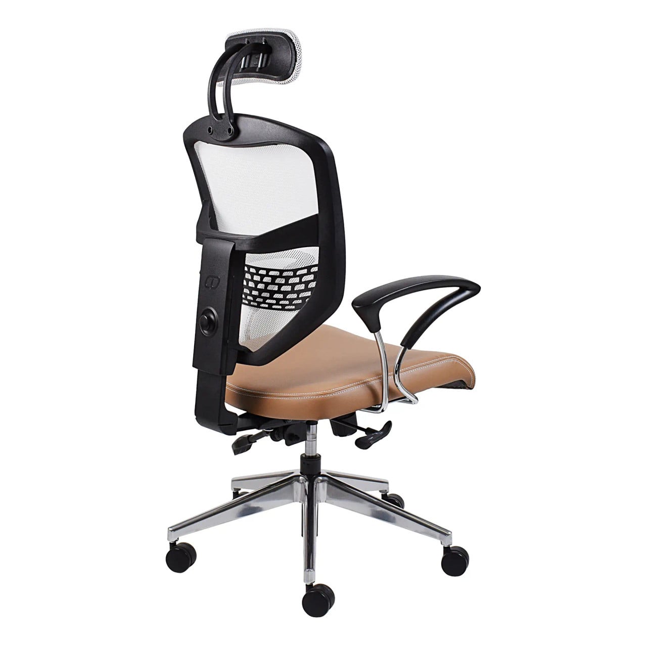 Que Mesh High-back Office Chair with Y600 Chromed Arms Rear Side View | Office Chairs | Office Stock