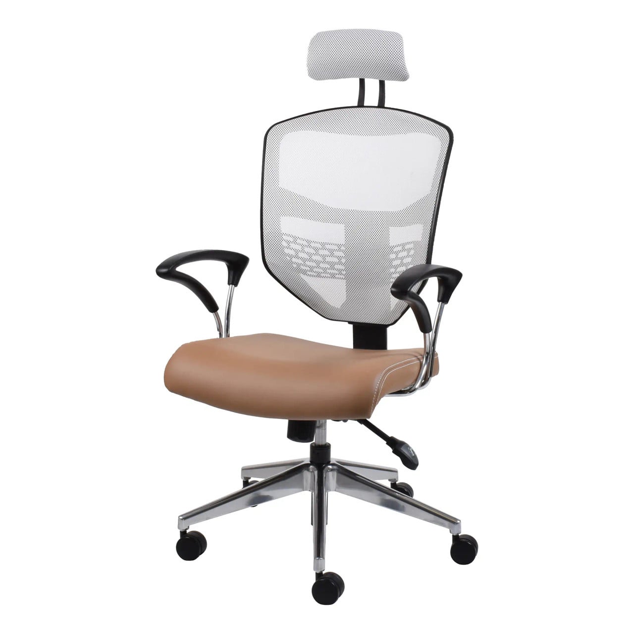 Que Mesh High-back Office Chair with Y600 Chromed Arms Front Side View | Office Chairs | Office Stock