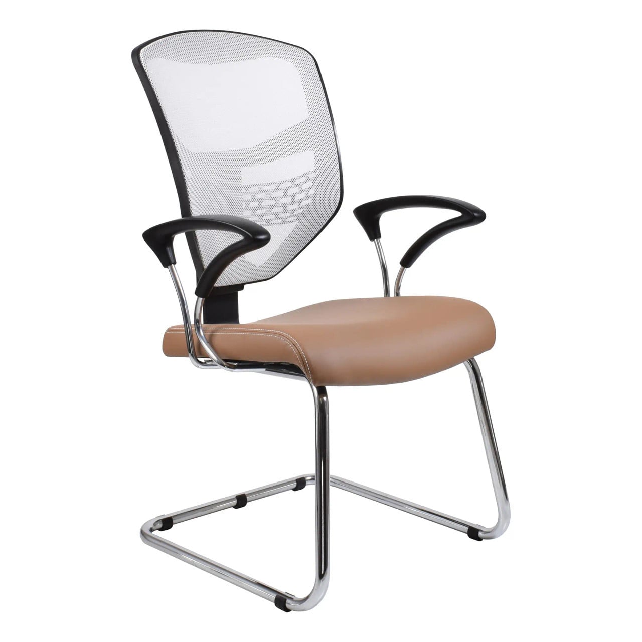 Que Mesh Visitor Office Chair with Y600 Chromed Arms Front Side View | Office Chairs | Office Stock