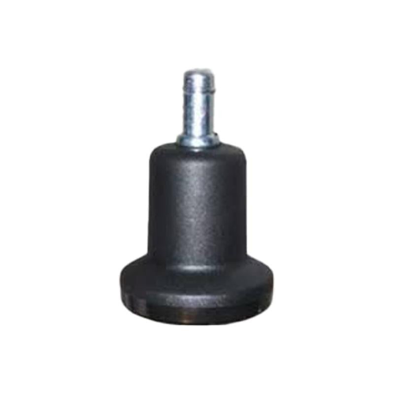 Glide for Nylon Chair Base by Office Stock South Africa, a Black Cylindrical Fitting with a Silver Threaded Stem, Designed for Effortless Rolling Movement and Noise Reduction on Standard Nylon Chair Bases.