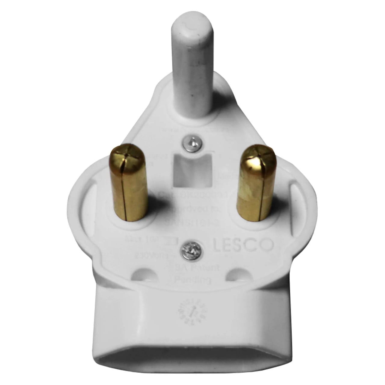 Plug - RSA Twin Euro Adaptor, White Electrical Power Plug with Two Gold-Plated Prongs and One Round Grounding Pin