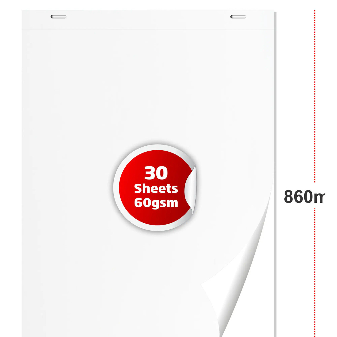 Flipchart Paper Bond 30 Sheets 860 x 610 mm, White Flipchart Paper for Presentations and Meetings with 30 Sheets of 60gsm Paper.