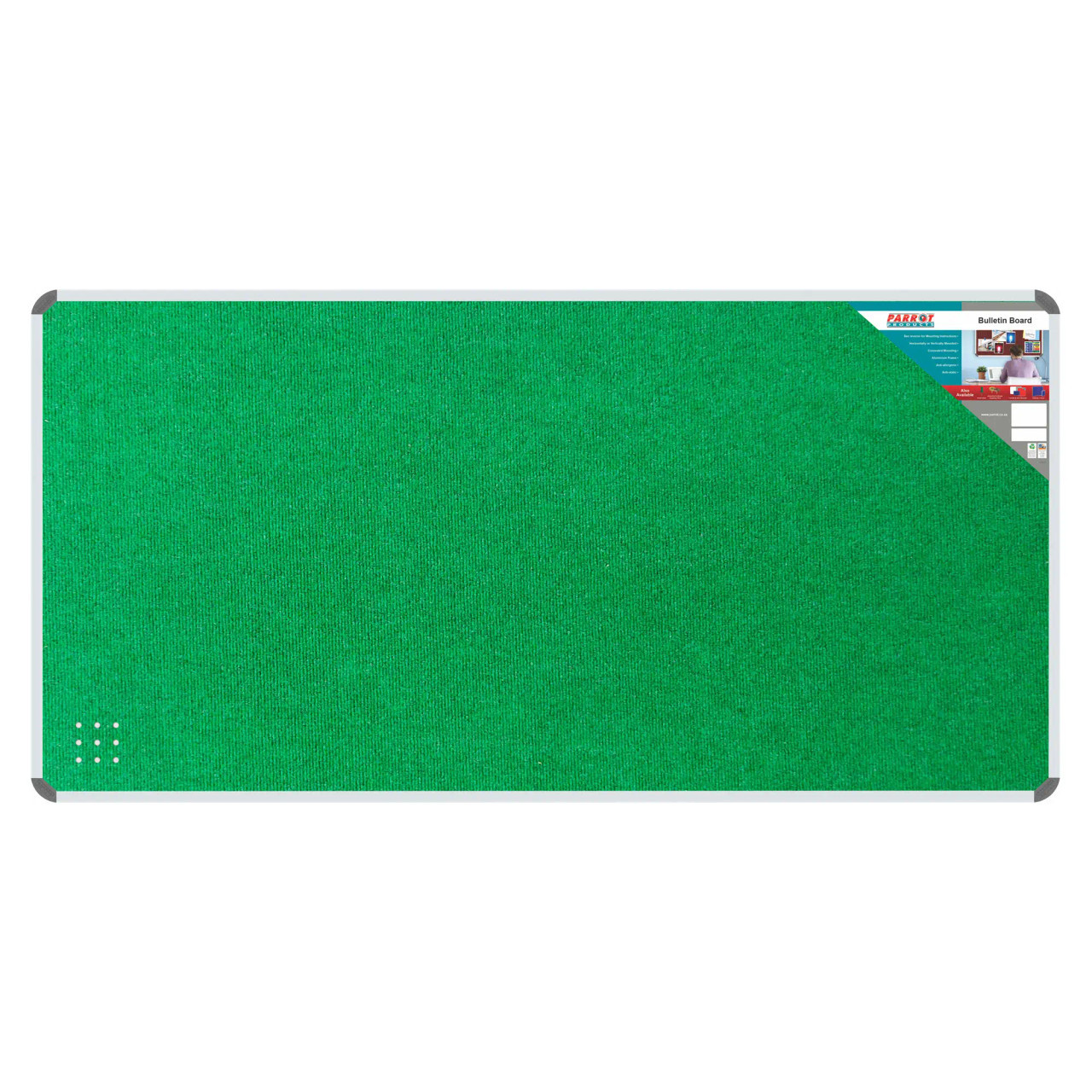 Bulletin Board Ribbed Aluminium Frame (2000 x 1200 mm - Palm) BD0670Z, Green Fabric Bulletin Board with a Ribbed Aluminium Frame.