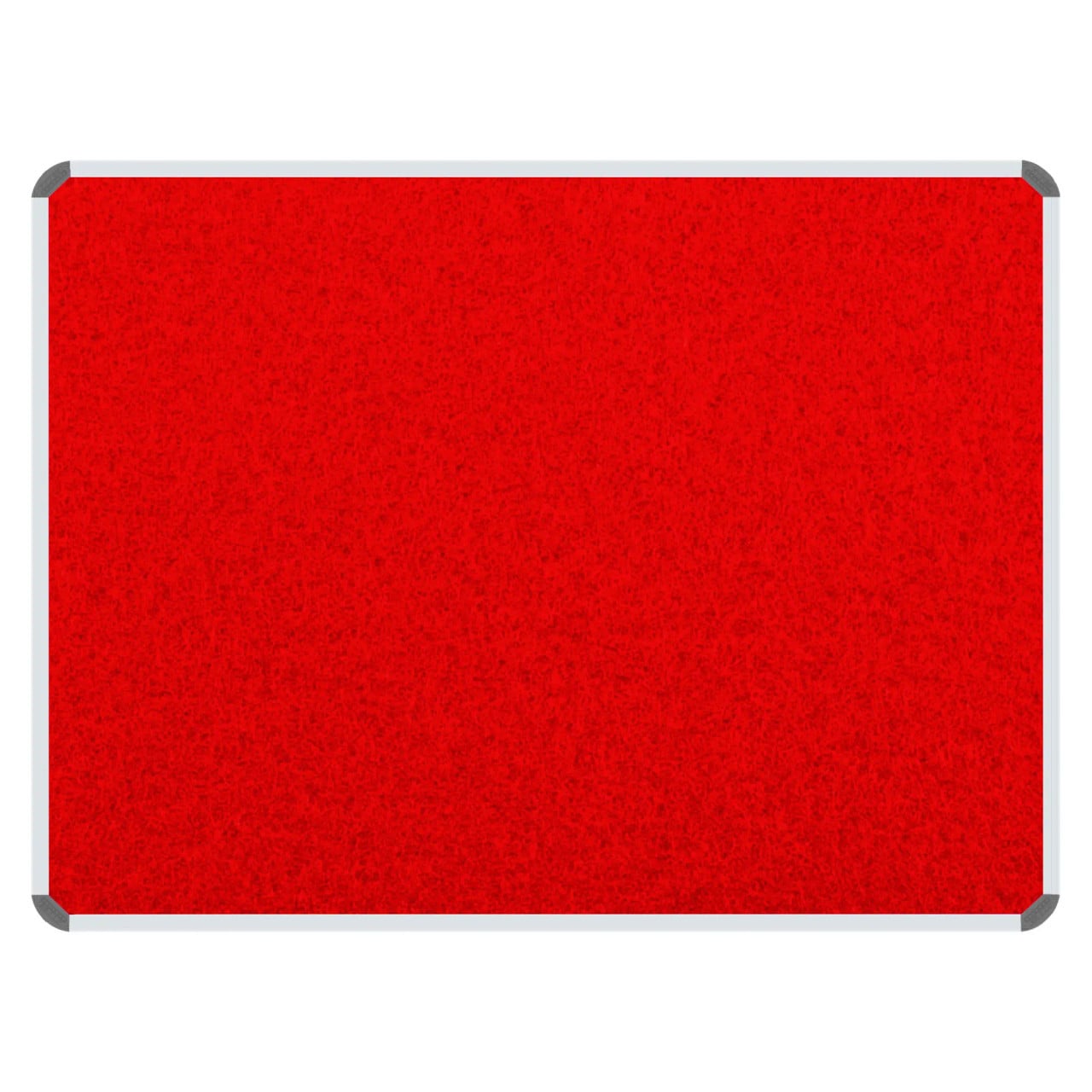Product Info Board, Aluminium Frame - 600 x 450 mm - Red with a Sturdy Metallic Frame and Vibrant Red Fabric Surface.