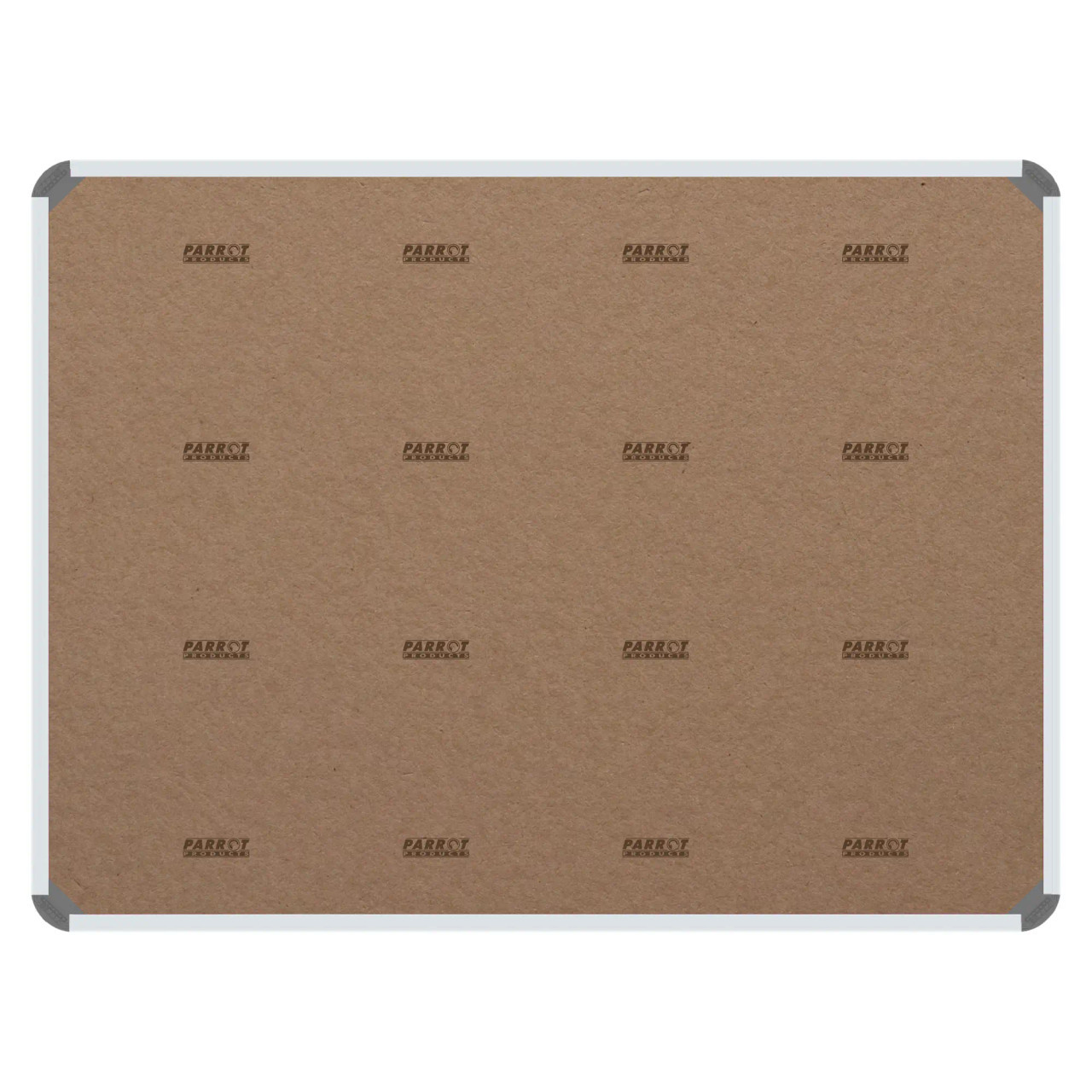 Product Info Board, Aluminium Frame - 600 x 450 mm - Sky Blue, Front View of the Information Board with Brown Background and Metal Frame.