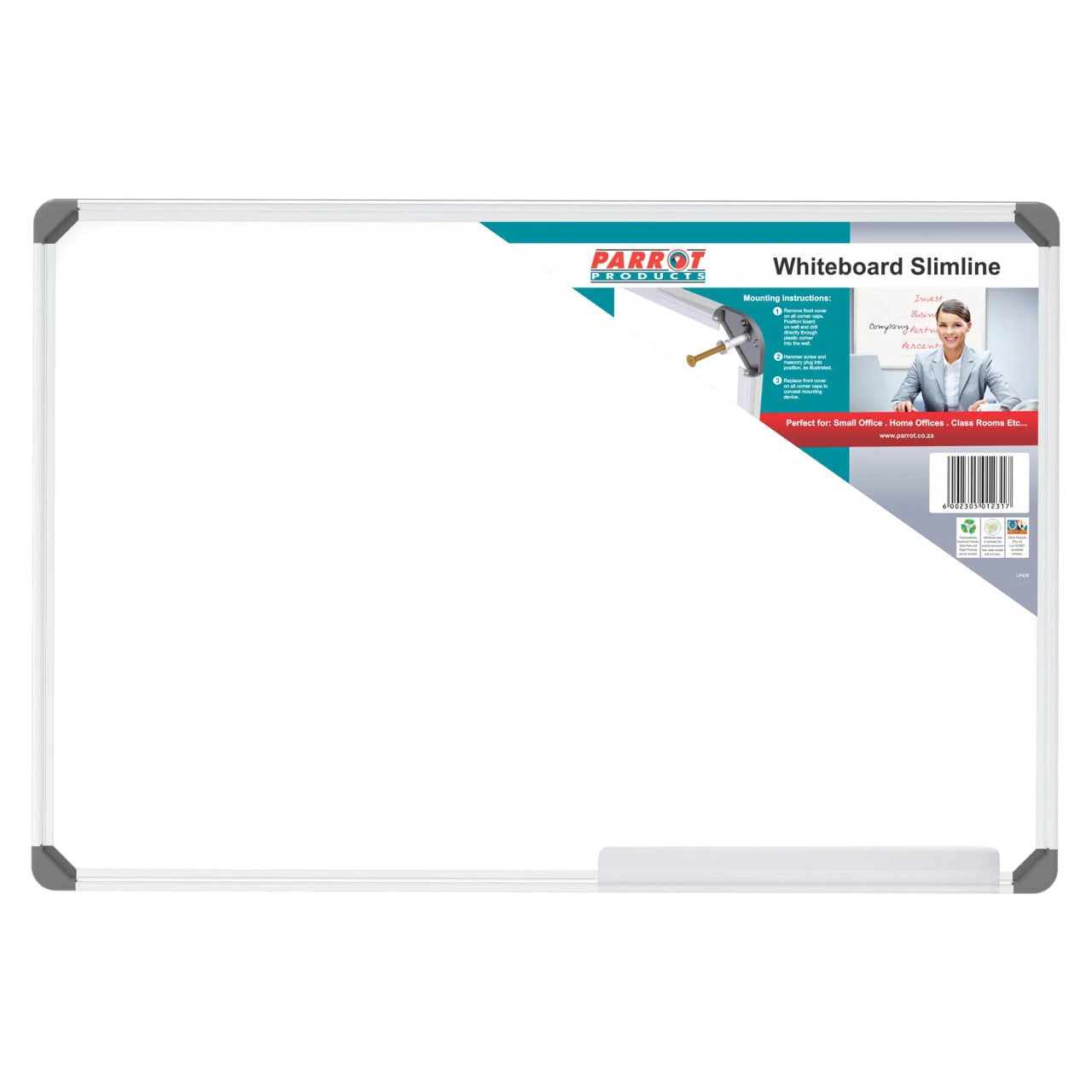 Slimline Non-Magnetic Whiteboard (900 x 900 mm) BD1528, Clean and Spacious Whiteboard for Office or Classroom Use.