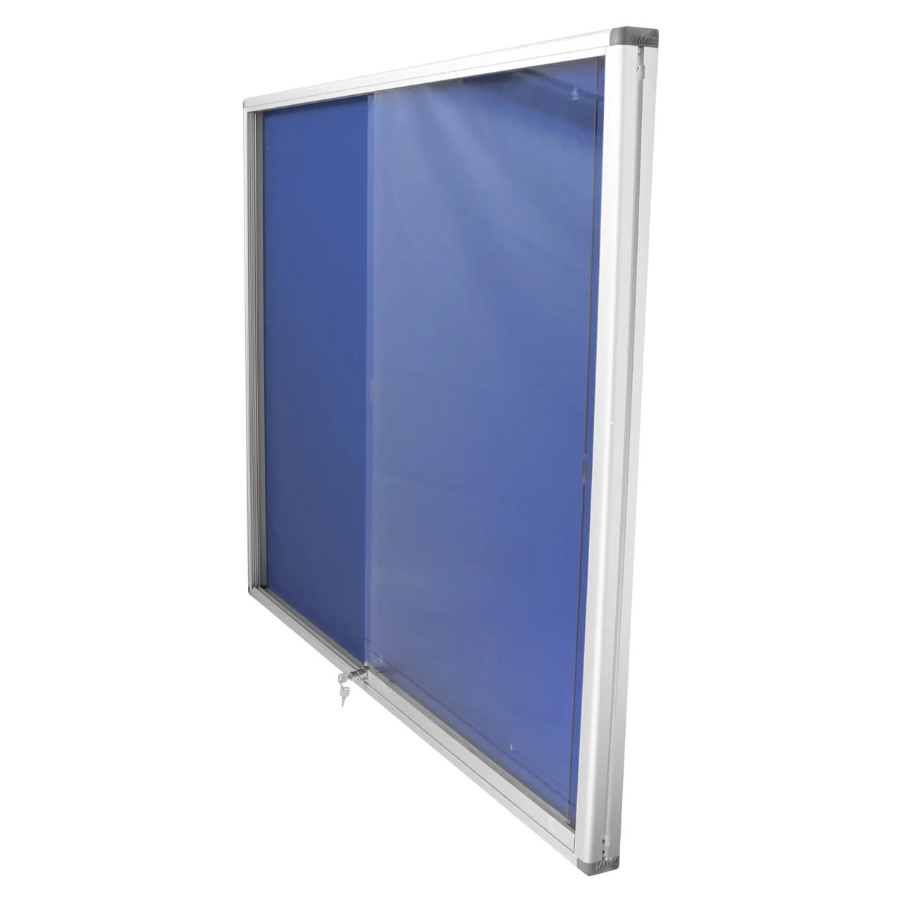 Pinning Display Case (1200 x 900 mm - Royal Blue) BD3841D, a Large Blue Display Case with a Sturdy Aluminium Frame and Lockable Glass Door, Suitable for Showcasing Items in Retail or Exhibition Settings.