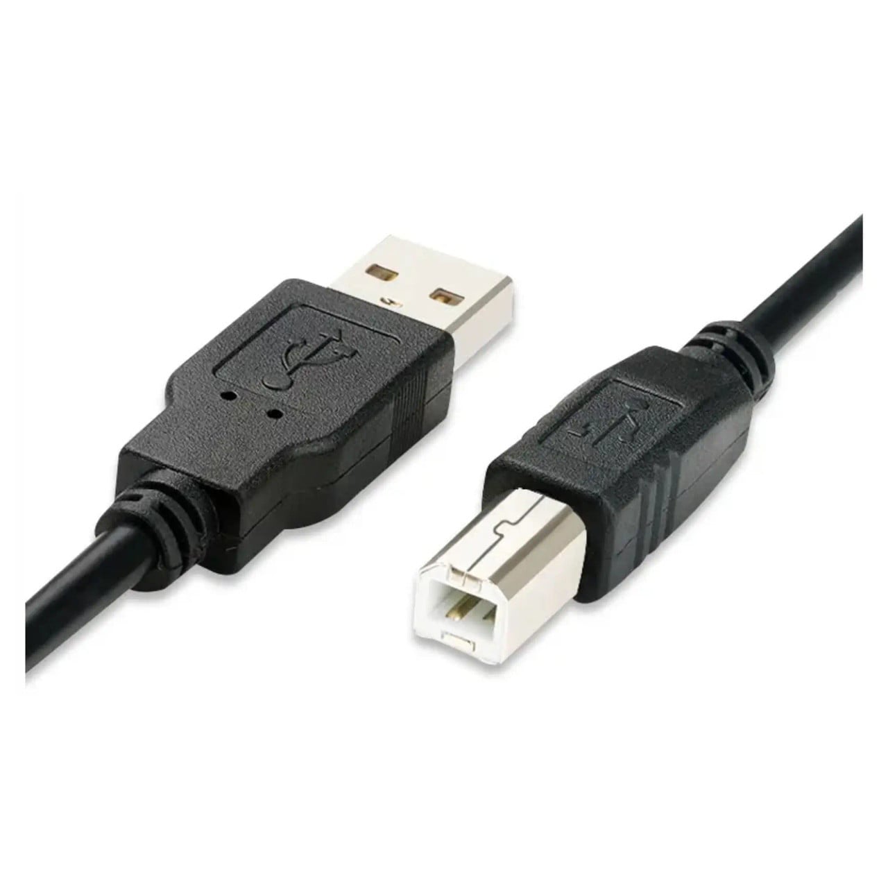 USB 2.0 Am to Bm Cromo Cable 2 Metres, Black and White Connectors with a 2-metre Length for Connecting Devices.