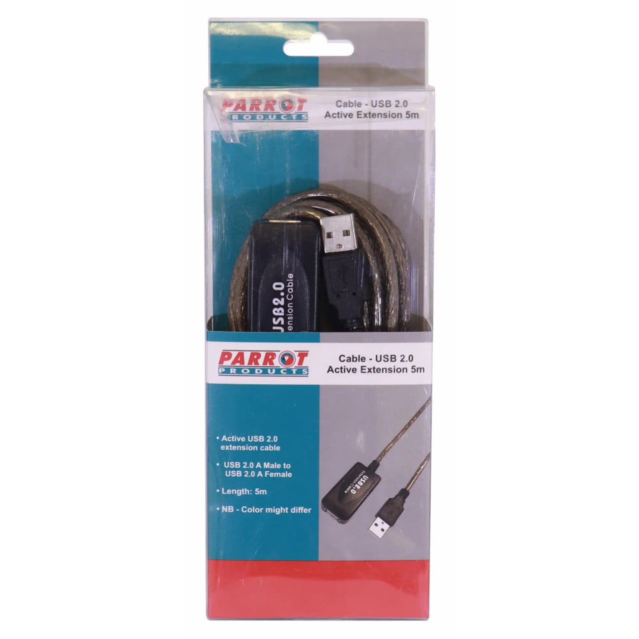 USB 3.0 Active Extension a-Male to a-Female 5M Cable, Product Packaging with Image of the Cable Showing Its Connectors and Length.