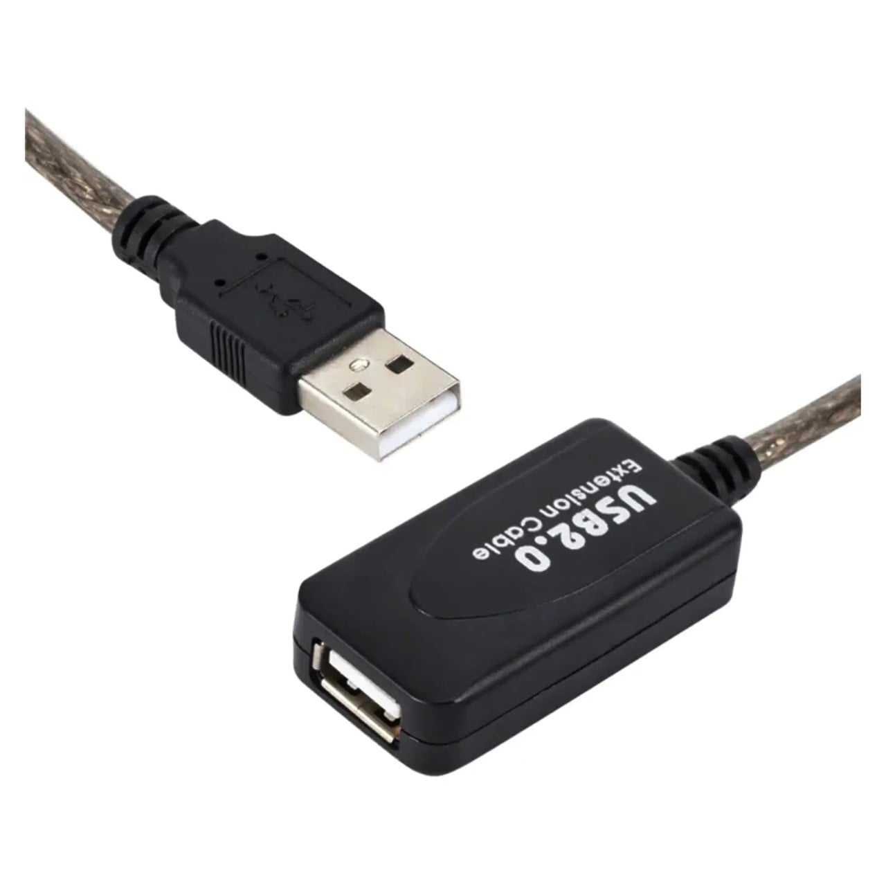 USB 2.0 Active Extension Cable (10M) CL2010B, a Black Extension Cable with a USB Type-a Male Connector and a Male Connector Designed for Extending USB Device Connections.