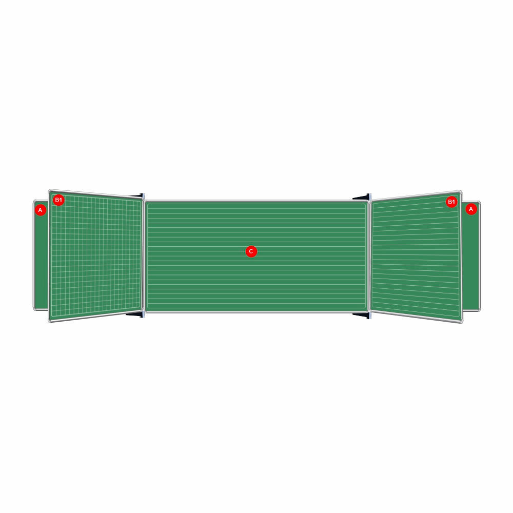 Educational Board Non - Magnetic Chalkboard (1220 x 1210 - Chalk Lines 1 Side - Swing Leaf - Option B)