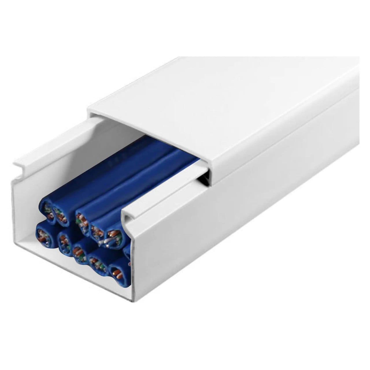 Trunking 40 x 25 mm White 3000 mm, Electrical Trunking Conduit with Protective Cover for Cable Management.