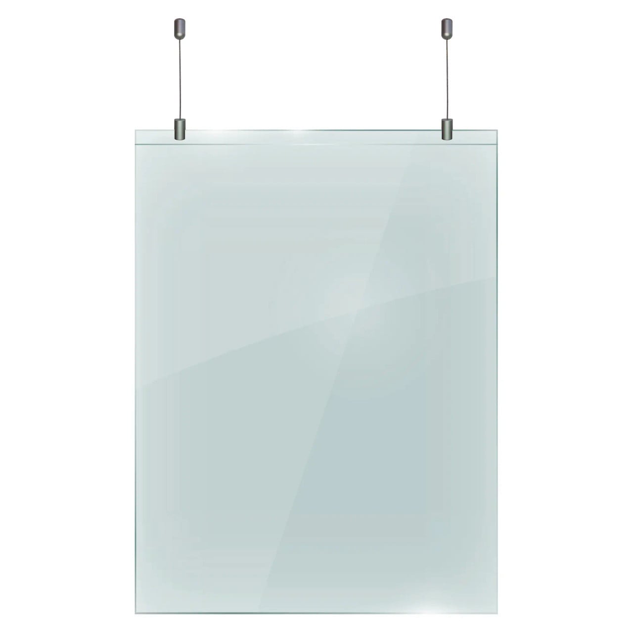 Hanging Protective Screen, Clear Rectangular Shield with Mounting Kit for Safety and Protection.