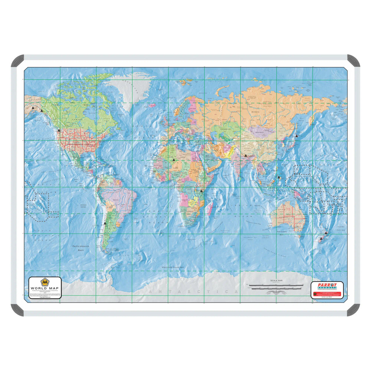 World Aa Map, a Detailed and Colourful 1200 x 900 mm World Map Displaying Continents, Countries, and Geographical Features on a Large Wall Poster.