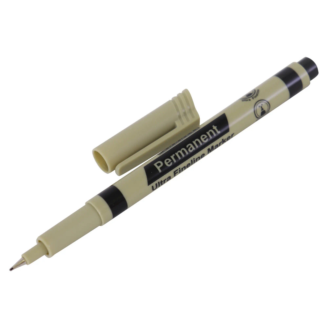 Ultra Fine Line Permanent Marker, Black Ink, Carded, PP0201B, with Fine Tip and Cap.