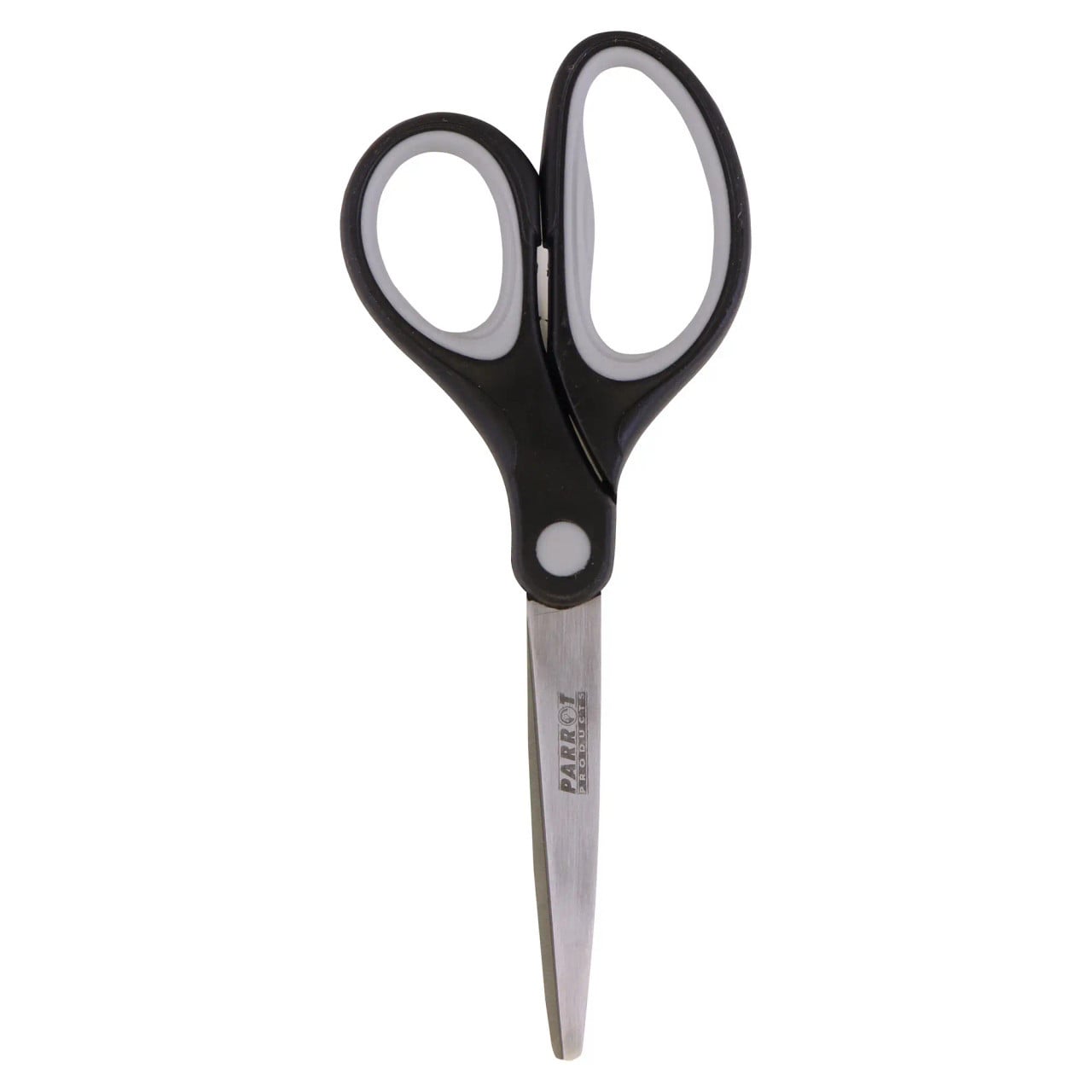 Parrot Scissors 18 cm - Grey, a Pair of Scissors with Black and Grey Ergonomic Handles and Stainless Steel Blades for Precision Cutting.