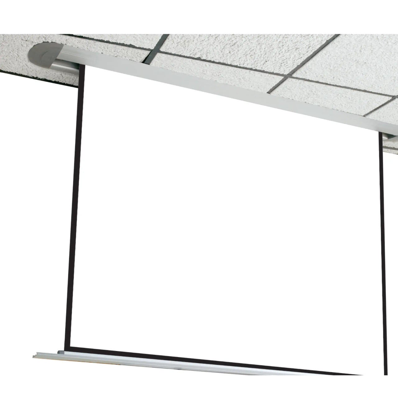 Projector Screen Ceiling Box to Fit 1270 Screen (1670 mm), Ceiling-Mounted Projector Screen with a White Surface and Black Borders Designed for Ceiling Installation.