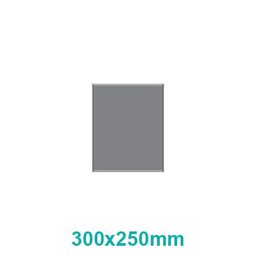 Sign Frame, 300 x 250 mm, Made of Aluminium Extrusion with Steel End Caps, in a Neutral Colour, Presented on a White Background with Size Specification.