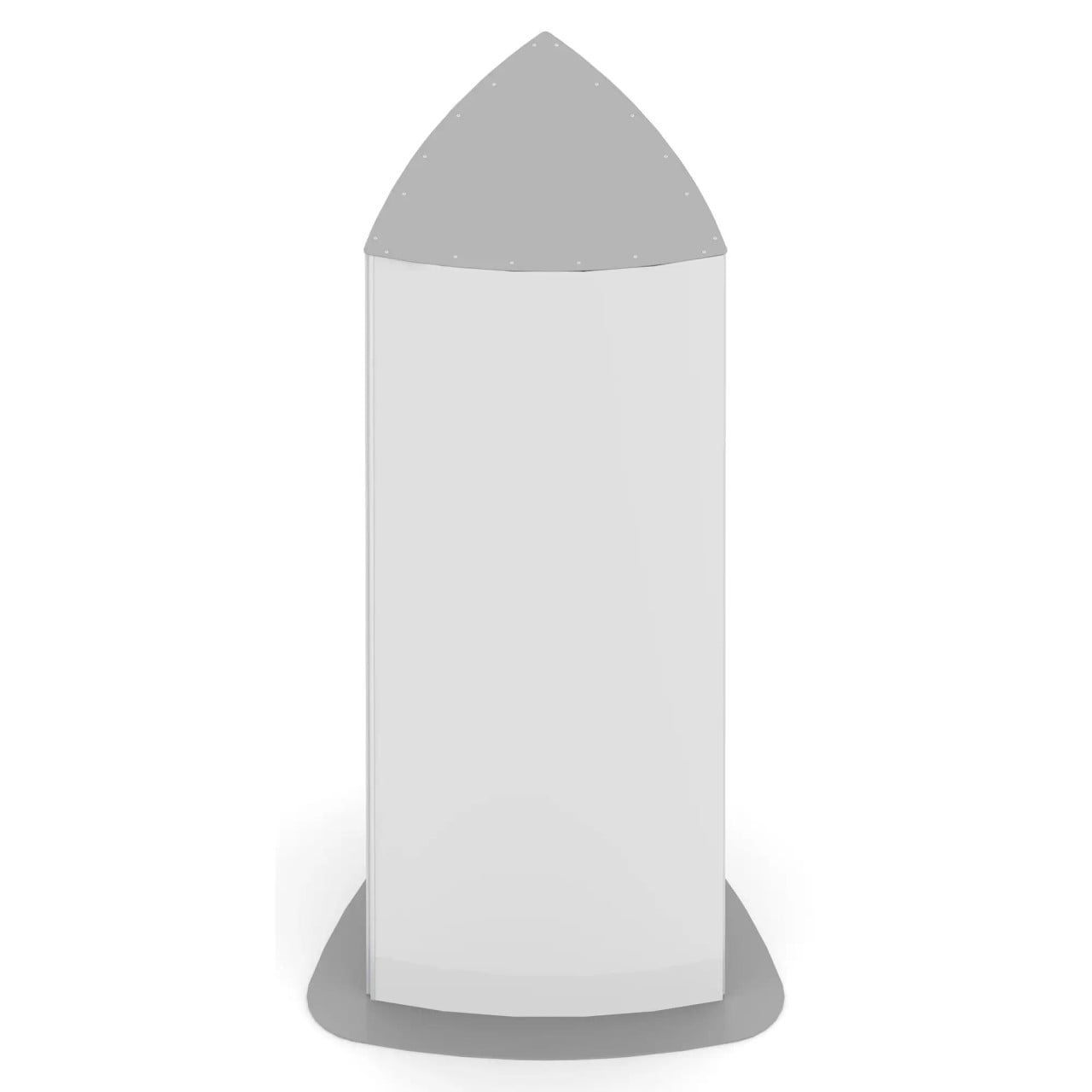 Triangular Tower Sign Frame by 67, 600 x 1800 mm, with Powder Coated End Caps, Suitable for Indoor Outdoor Signage, Featuring a Customisable Design and Easy Sign Changes, in a Neutral Colour, Mounted on a Sturdy Base.