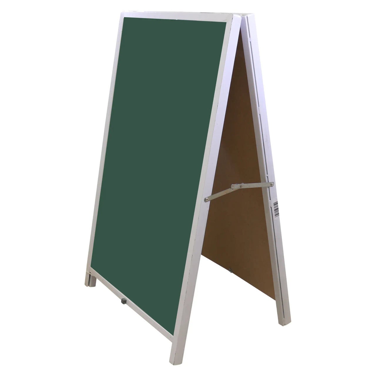 Green Portable Chalkboard with Silver Powder Coated Steel Frame, 900 x 600 mm, a-Frame Design, Standing at 960 mm When Open, Weather Resistant and Lightweight for Easy Mobility.