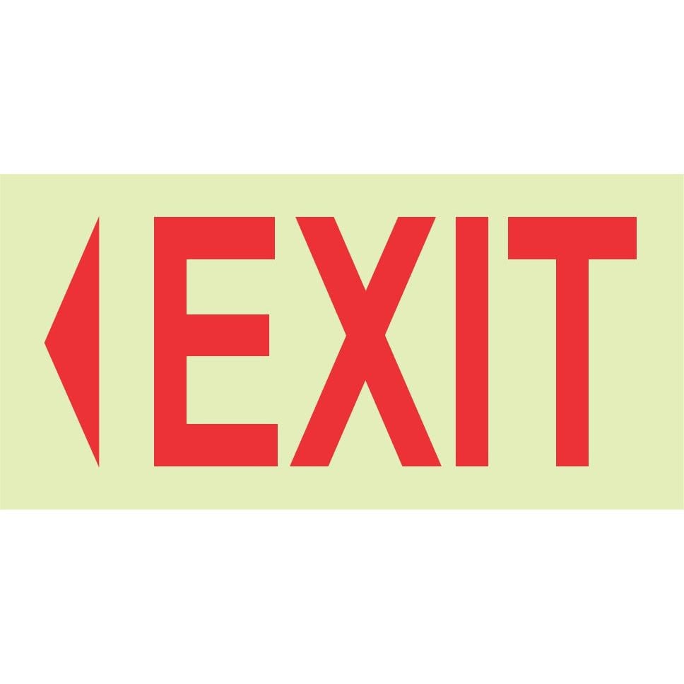 Photoluminescent 190mm Safety Sign - E4 Arrow Left Exit