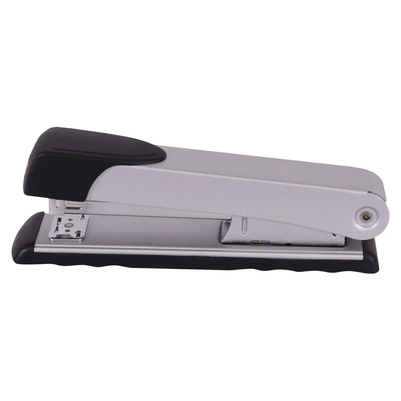Silver 67 Steel Stapler, Loads 210 Staples, Staples 20 Pages. Durable Home Office Tool with Black Grip, Suitable for Office and Home Use, Featuring 24/6 and 26/6 Staple Sizes.