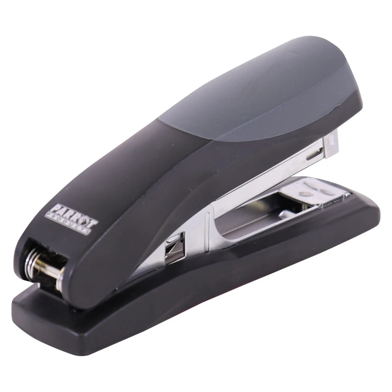 Plastic Medium Desktop Staplers 105*(24/6 26/6) - Black 20 Pages, Close-Up View of a Black Plastic Desktop Stapler with Metal Parts, Designed for Stapling up to 20 Pages