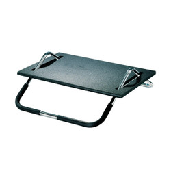 Ergonomic Foot Rest KRO-984, portable black foot rest with adjustable metal supports and non-slip surface for comfortable foot elevation.