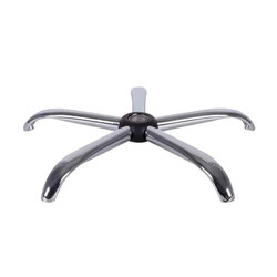 Chrome Office Chair Base 700 mm Wide FUC-CB-CB, a metallic five-star chair base with a central black plastic connector and a white central fixture for attaching casters. Chrome Office Chair Base 700 mm Wide FUC-CB-CB, a metallic five-star chair base with a central black plastic connector and a white central fixture for attaching casters.