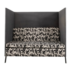 Chit Chat Straight Sofa FUC-RF-CCS, modern high-back sofa with black-and-white patterned fabric upholstery and gray side panels.