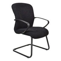 Tuscan Sleigh Base Visitor Office Chair COF-VCH-TRC3, black fabric upholstered ergonomic office chair with armrests and a sled base design. Tuscan Sleigh Base Visitor Office Chair COF-VCH-TRC3, black fabric upholstered ergonomic office chair with armrests and a sled base design.