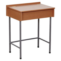 Single Boxed School Desk in SupaWood 750 mm Wide, wooden top with metal legs designed for school use.