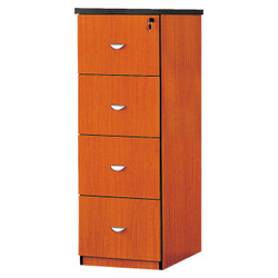 Four Drawer Filling Cabinet FOF-DFC-M404, wooden storage cabinet with four drawers and a side compartment, with a lock and key, ideal for office or warehouse storage.