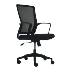 Galaxy G8 Mesh Medium-back Office Chair, ergonomic black office chair with mesh backrest, cushioned seat, armrests, adjustable height, and wheeled base for comfortable work environment. Galaxy G8 Mesh Medium-back Office Chair, ergonomic black office chair with mesh backrest, cushioned seat, armrests, adjustable height, and wheeled base for comfortable work environment.