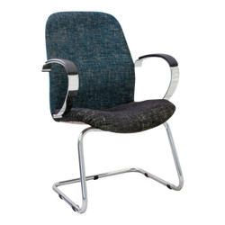 Morant Chrome Visitor Office Chair SAC-VC-MC, ergonomic office chair with a dark patterned fabric seat and backrest, chrome finish armrests, and a sled base design for stability and modern aesthetic. Morant Chrome Visitor Office Chair SAC-VC-MC, ergonomic office chair with a dark patterned fabric seat and backrest, chrome finish armrests, and a sled base design for stability and modern aesthetic.