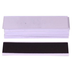 Magnetic Label Carriers (20*80mm - 10 Pack), product image shows a set of magnetic label carriers with white plastic frames and a black magnetic strip, designed for organizing and labeling storage or inventory.