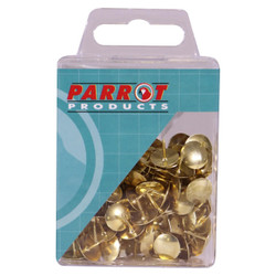 Drawing Pins Brass, boxed pack of 100 brass drawing pins used for office or craft projects.