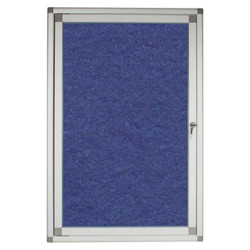 Hinged Pinning Display Case, 900*600mm Royal Blue color with metal frame and lockable door.
