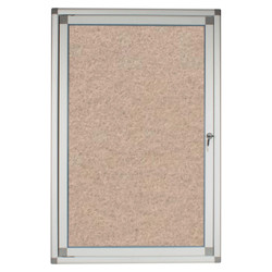 Hinged Pinning Display Case (900*600mm - Beige), beige-colored display case with a hinged door and pinning surface for showcasing and organizing items.