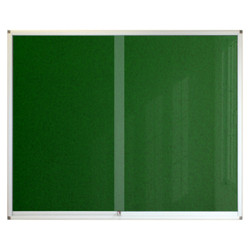 Pinning Display Case, 1200*900mm - Green, BD3841G, featuring a rectangular green pinboard with a metal frame for displaying pinned items in an office or classroom setting.