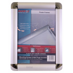 Poster Frame (A0 - 1250*900mm - Chrome Corner) BG3000, a high-quality poster display frame with chrome corners and spring action mechanism.