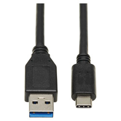 USB 3.0 CM To AM 3 Meters Cable, black USB cable with Type-C and USB 3.0 connectors for data transfer and charging.