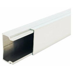 Aluminium Conduit 22 x 11 x 2900mm White, white aluminum conduit pipe for electrical wiring, with black inner lining for protection and durability.