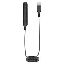 Call Centre Headset Additional USB Cable (CT4001) CT4001U, black USB cable with inline controls for volume and call management.