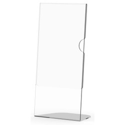 Acrylic Menu Holder - Single Sided - 1/3 (DL) A4 - Box 5 DP0134-Z, clear acrylic display stand for menus with one side display, perfect for restaurants and cafes.