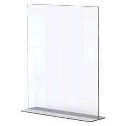 Product Menu Holder Acrylic Double Sided - A4 Portrait - Box 5 DP0204P-Z, clear acrylic display stand for holding menus in double-sided portrait orientation.