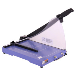 Guillotine Steel Base (310mm - 20 Sheets - A4), paper cutting guillotine with a steel base, black handle, transparent safety guard, and adjustable paper clamp for precise cuts.