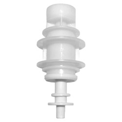 Janitorial Dispenser Pump/Nozzle - Spray JA0502S, image of a white plastic spray pump nozzle for janitorial cleaning dispensers.