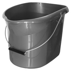 Janitorial Bucket 14L, gray plastic cleaning bucket with handle for cleaning and mopping.
