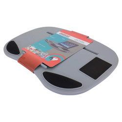 Product Tablet Lap Tray (450*325mm - Grey), grey lap tray with black non-slip pads and a slot for holding devices. Product Tablet Lap Tray (450*325mm - Grey), grey lap tray with black non-slip pads and a slot for holding devices.
